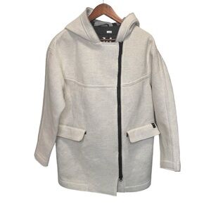 Add Down Cream Wool Hooded Jacket Size 4 Neutral Minimalist